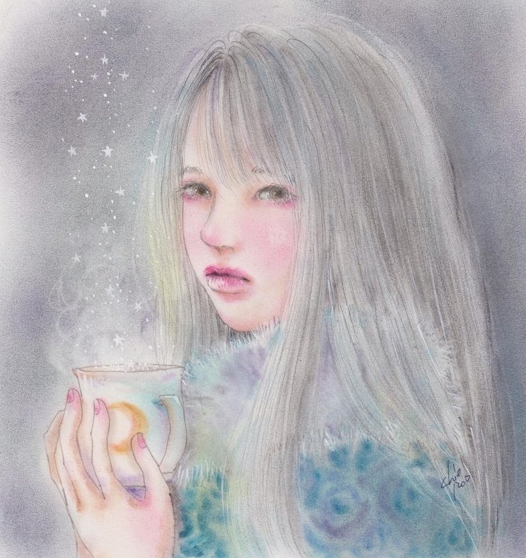 この　冷たく静かな夜　 星屑の甘い紅茶で 　あなたに逢える夢の中へ　 シャラシャラと落ちてゆきましょう