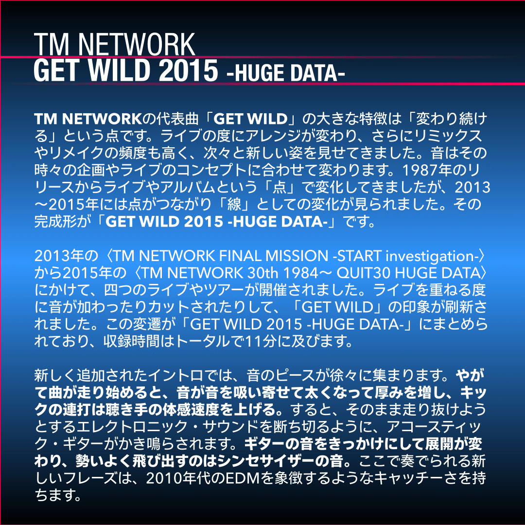 TM NETWORK「GET WILD 2015 -HUGE DATA-」｜FJK