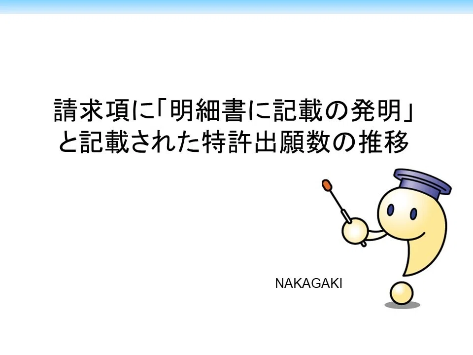 請求項に「明細書に記載の発明」と記載された特許出願数の推移 請求項に「明細書に記載の発明」と記載された特許出願数の推移