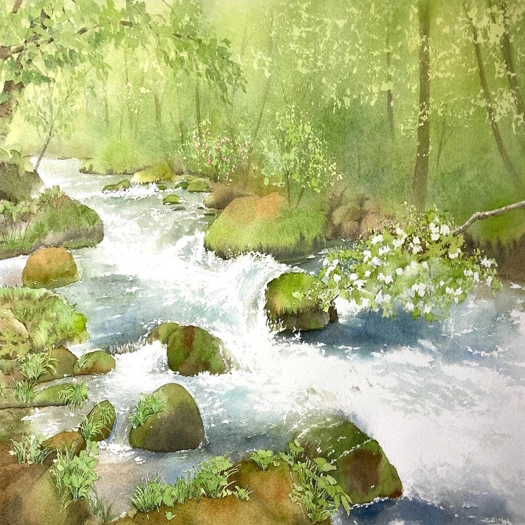 水彩画 奥入瀬渓流 メイキング｜風夜