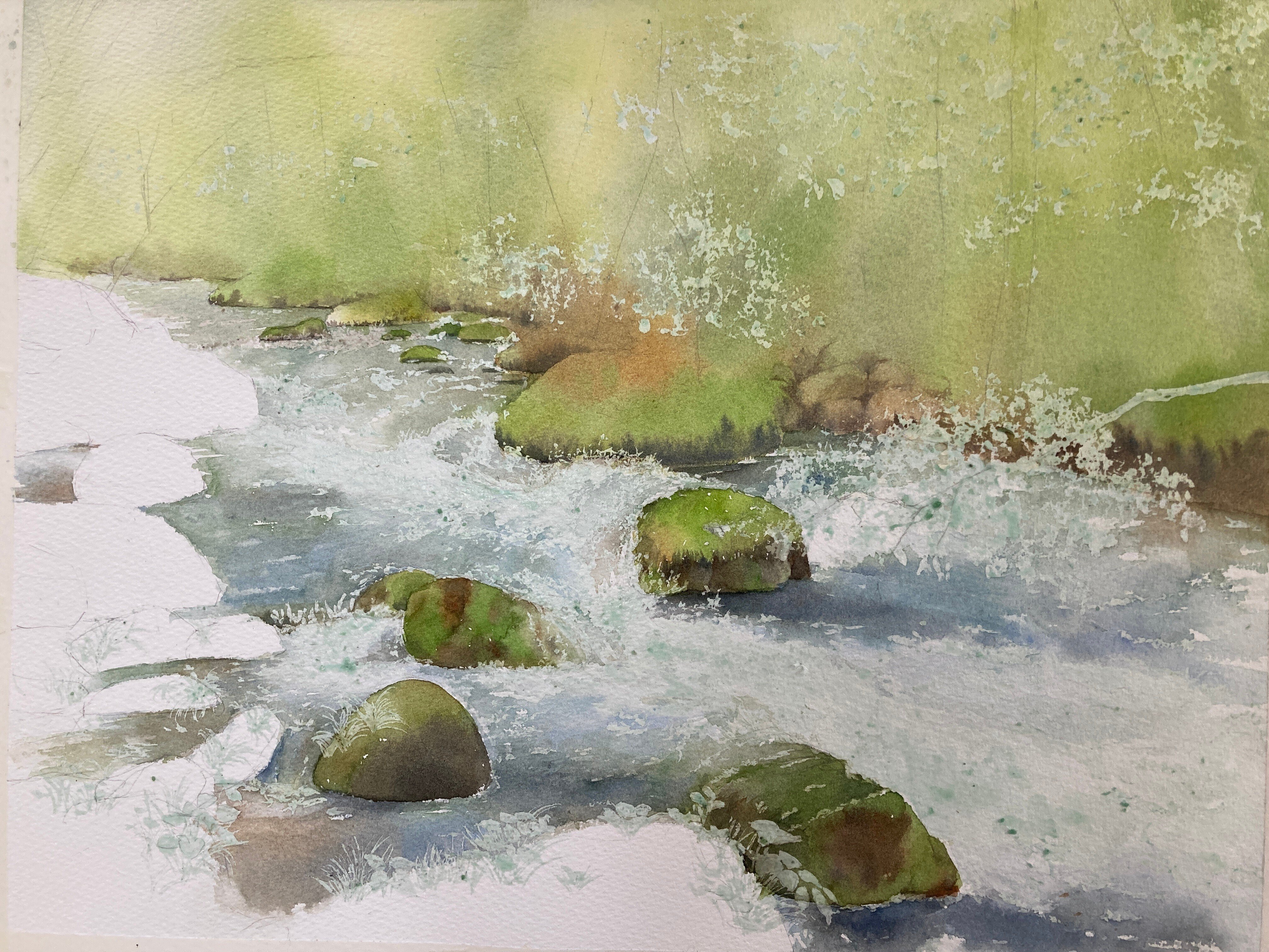 水彩画 奥入瀬渓流 メイキング｜風夜