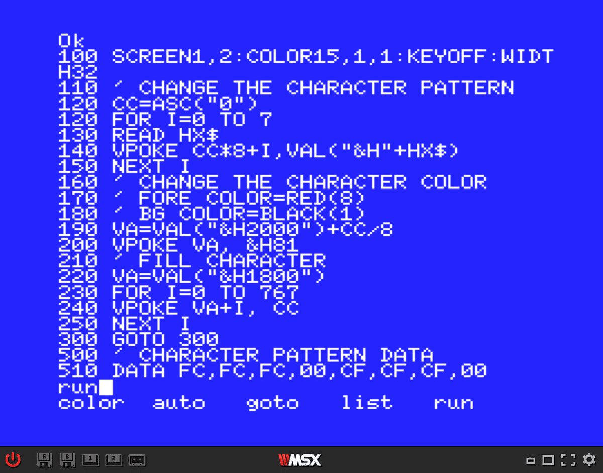 MSXのGRAPHIC1モードを学ぶ｜MSXのZ80で何か作る