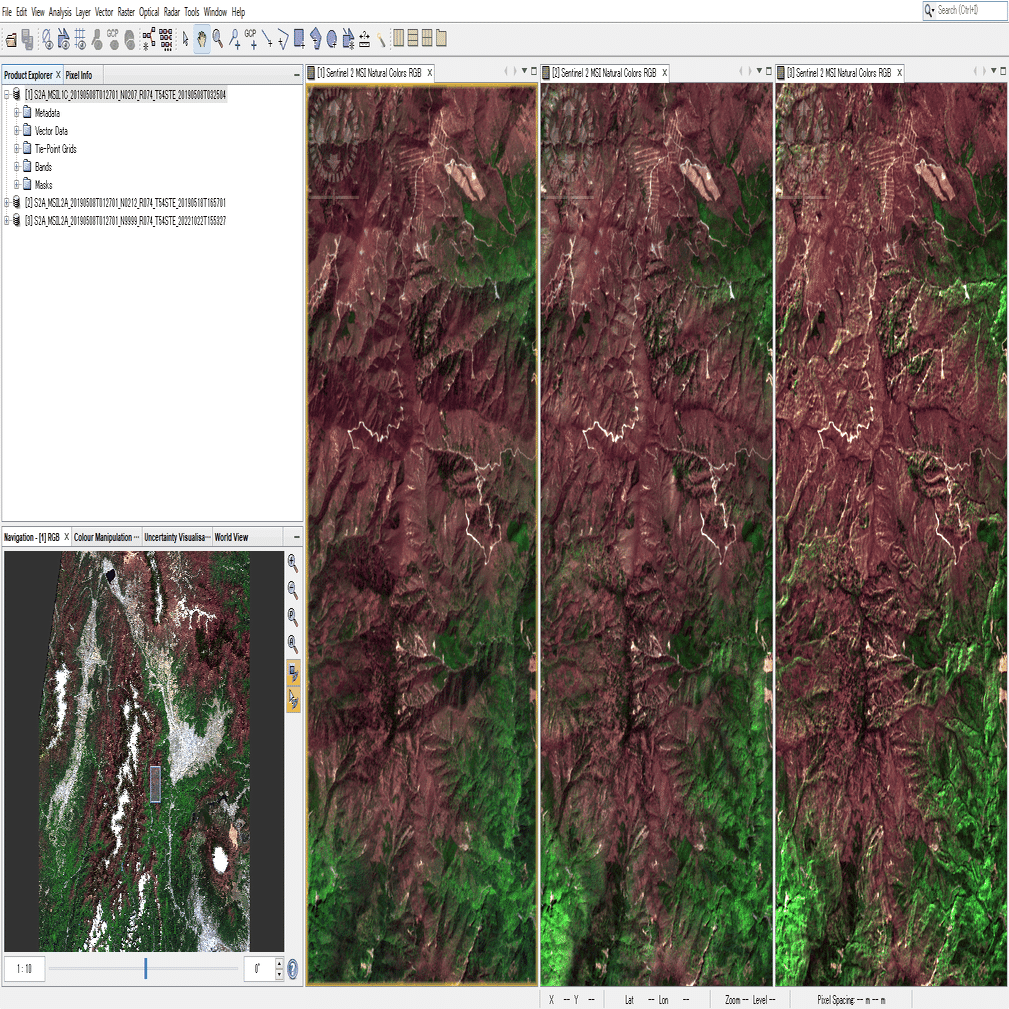 Sentinel-2から影の影響を減らす法(1)-SNAPによる地形効果補正、大気