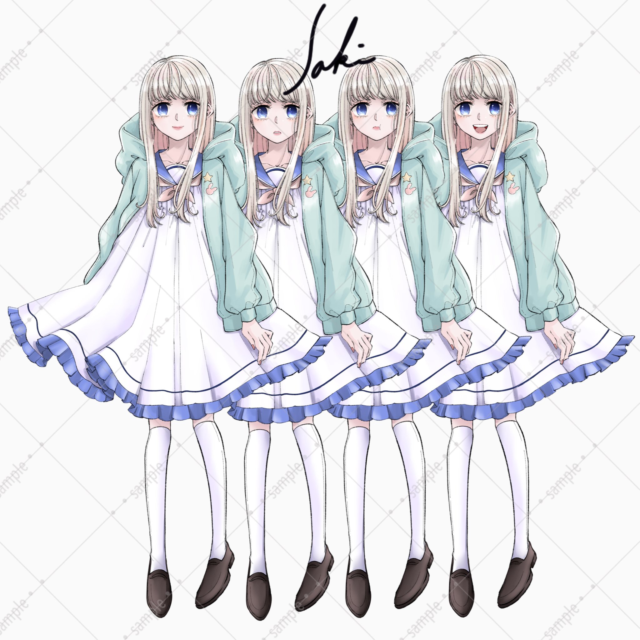 アニメスタイル人物画 金髪キャラクター キャラ販売￤金髪少女｜saki_813