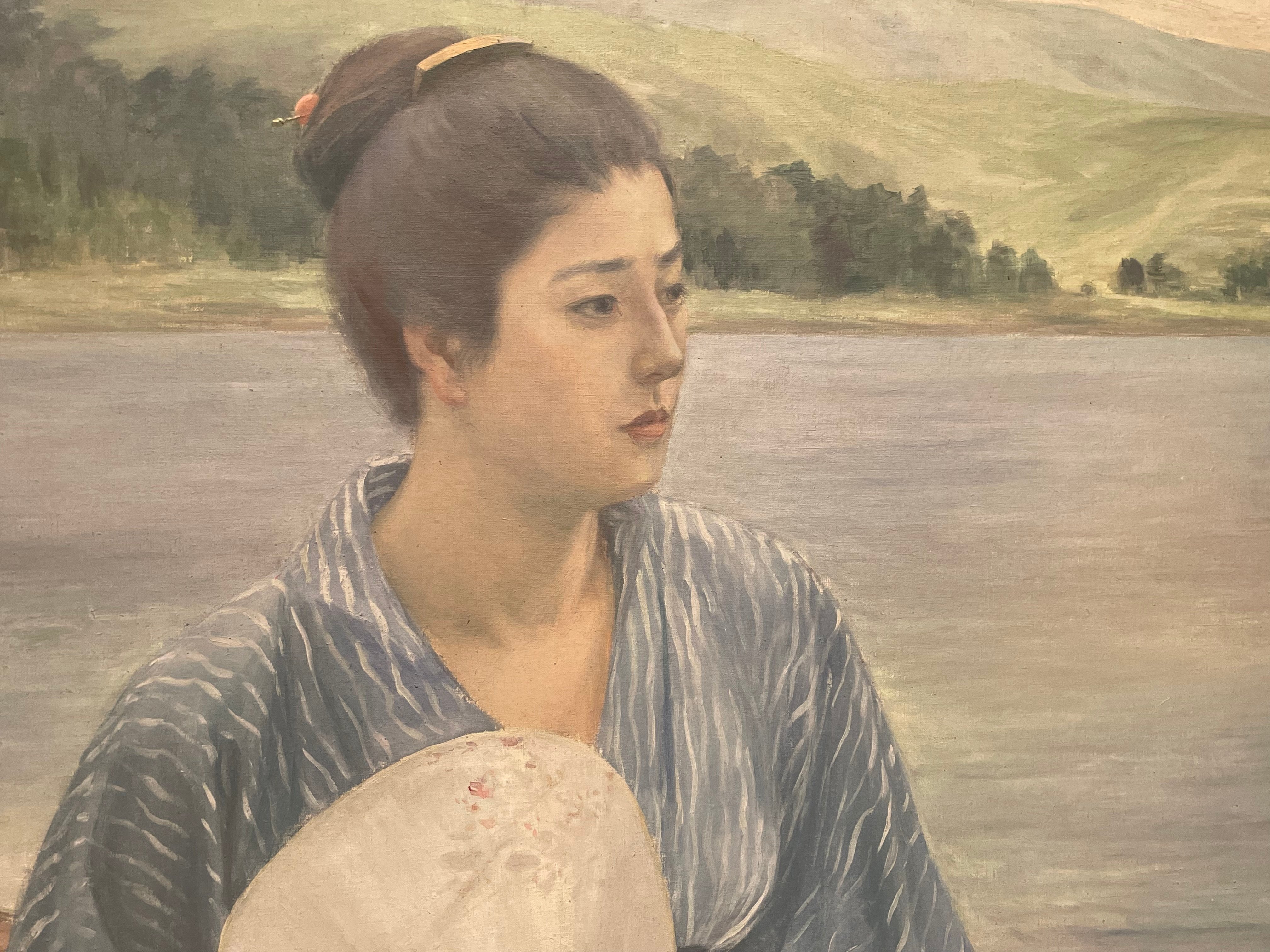 楽天市場】肉筆油彩画 湖畔の風景 F6号 美術品 レプリカ : 光