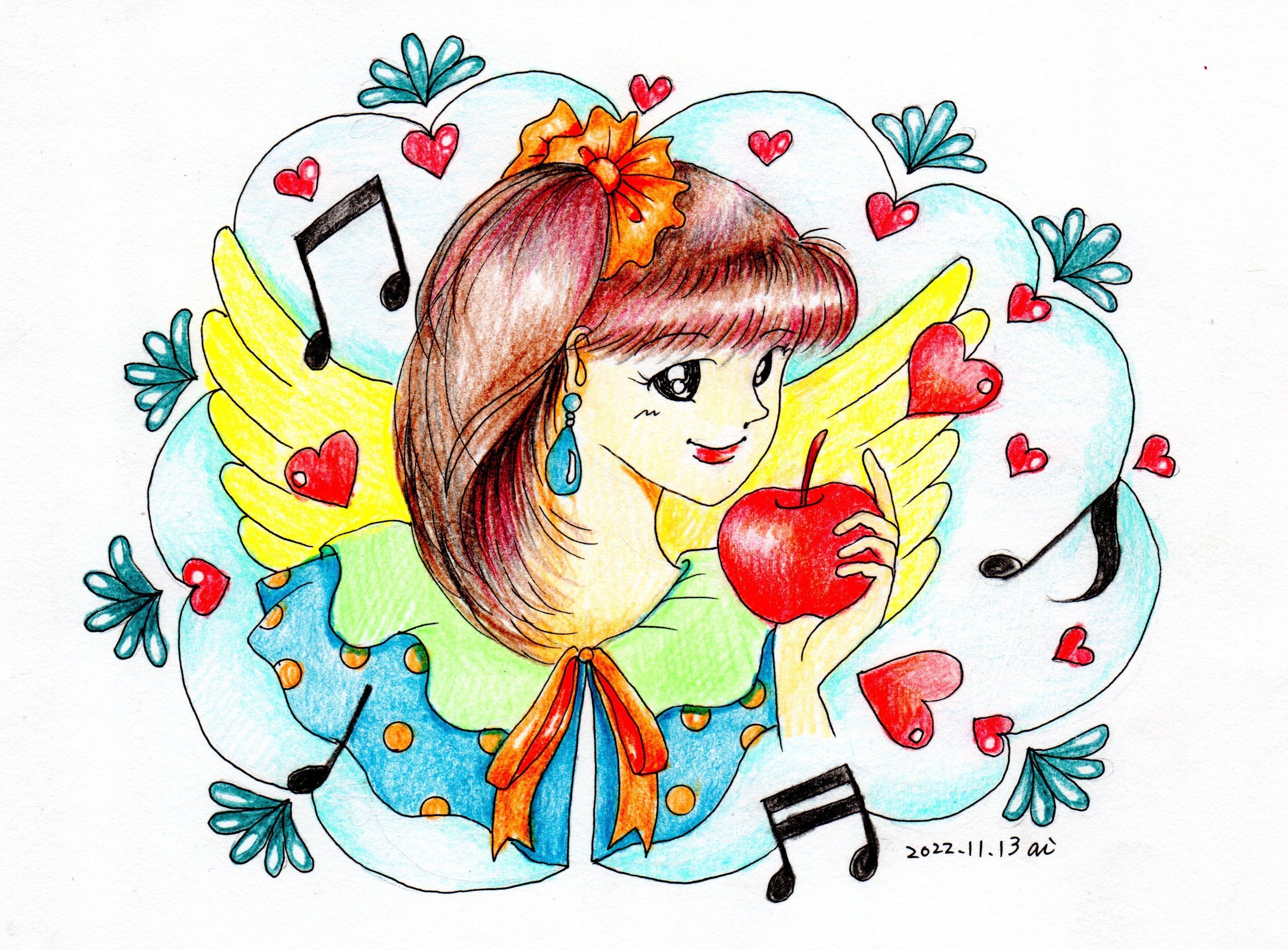 昭和のイラスト(天使のウィンク)｜あいまる