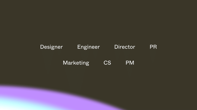 Designer Engineer Director PR Marketing CS PM