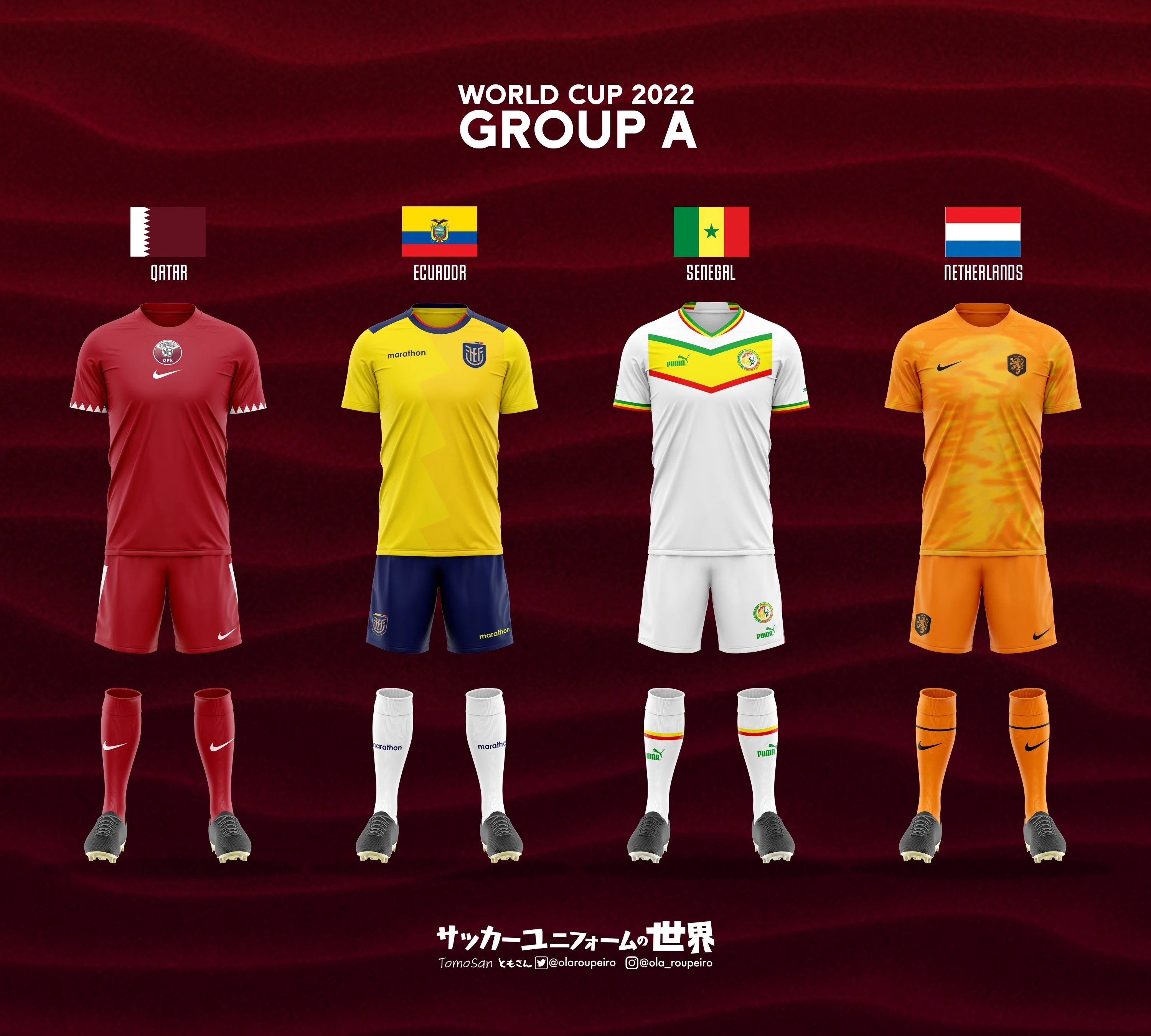 ユニフォームでみるW杯2022カタール大会｜ともさん