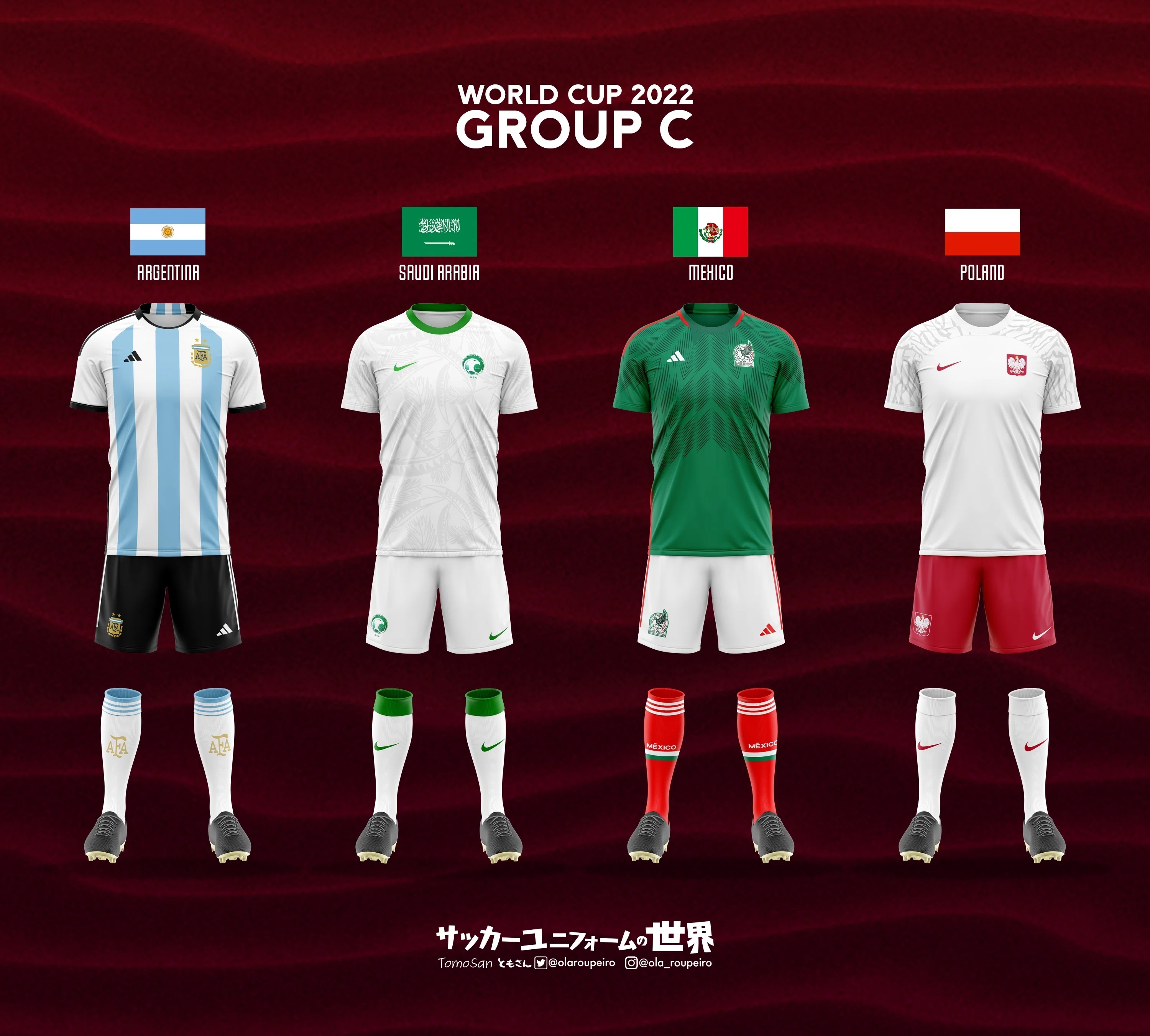ユニフォームでみるW杯2022カタール大会｜ともさん