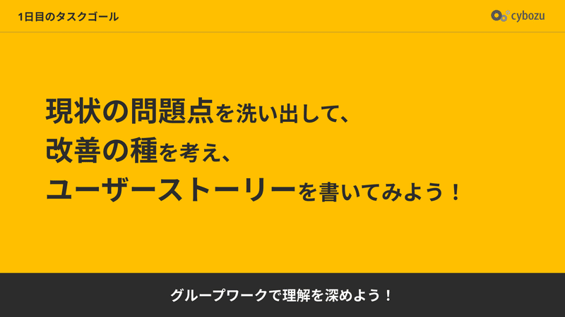 1日目のタスクゴール