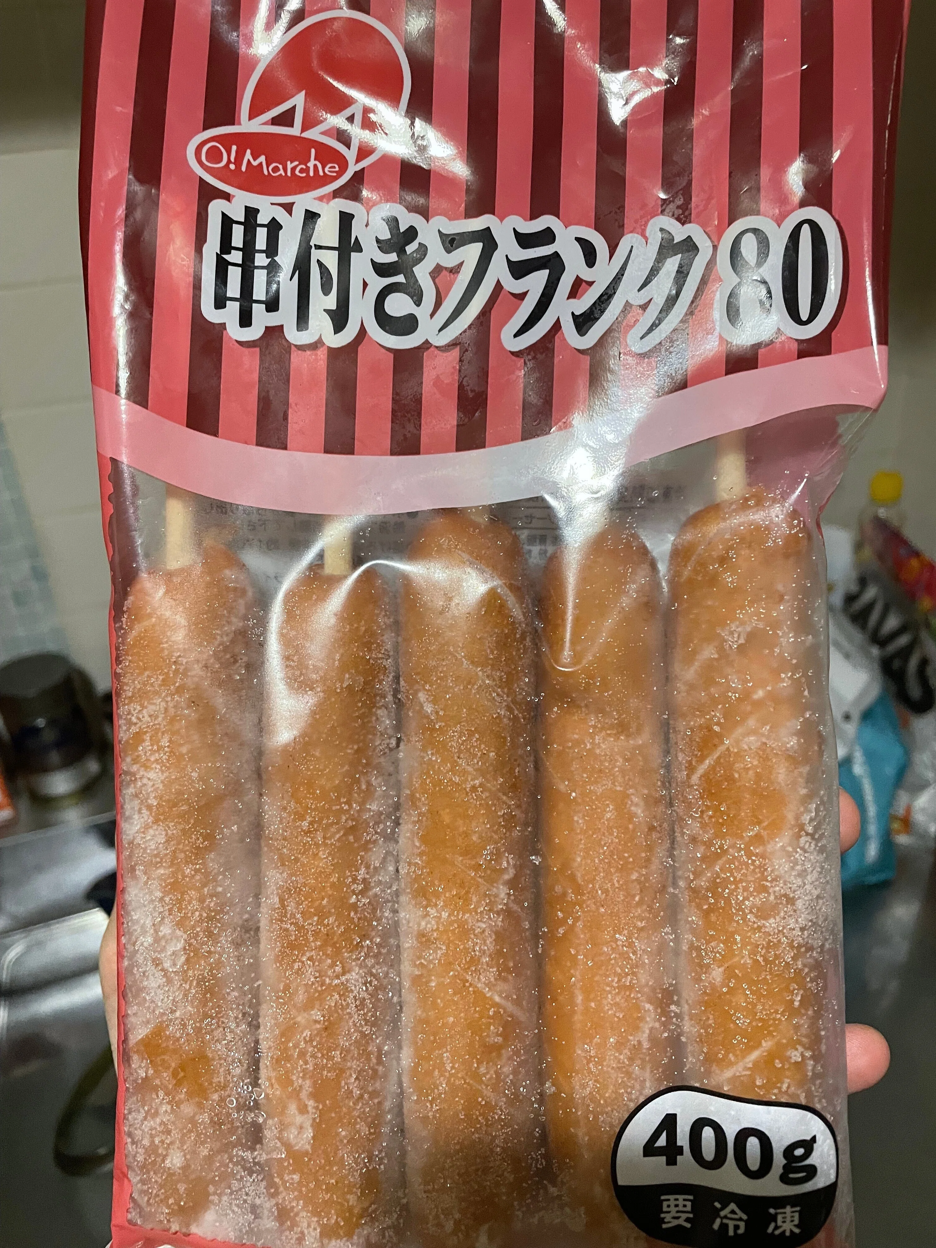 OM 串付きフランク80 400g(5本)｜ヤングアミカ