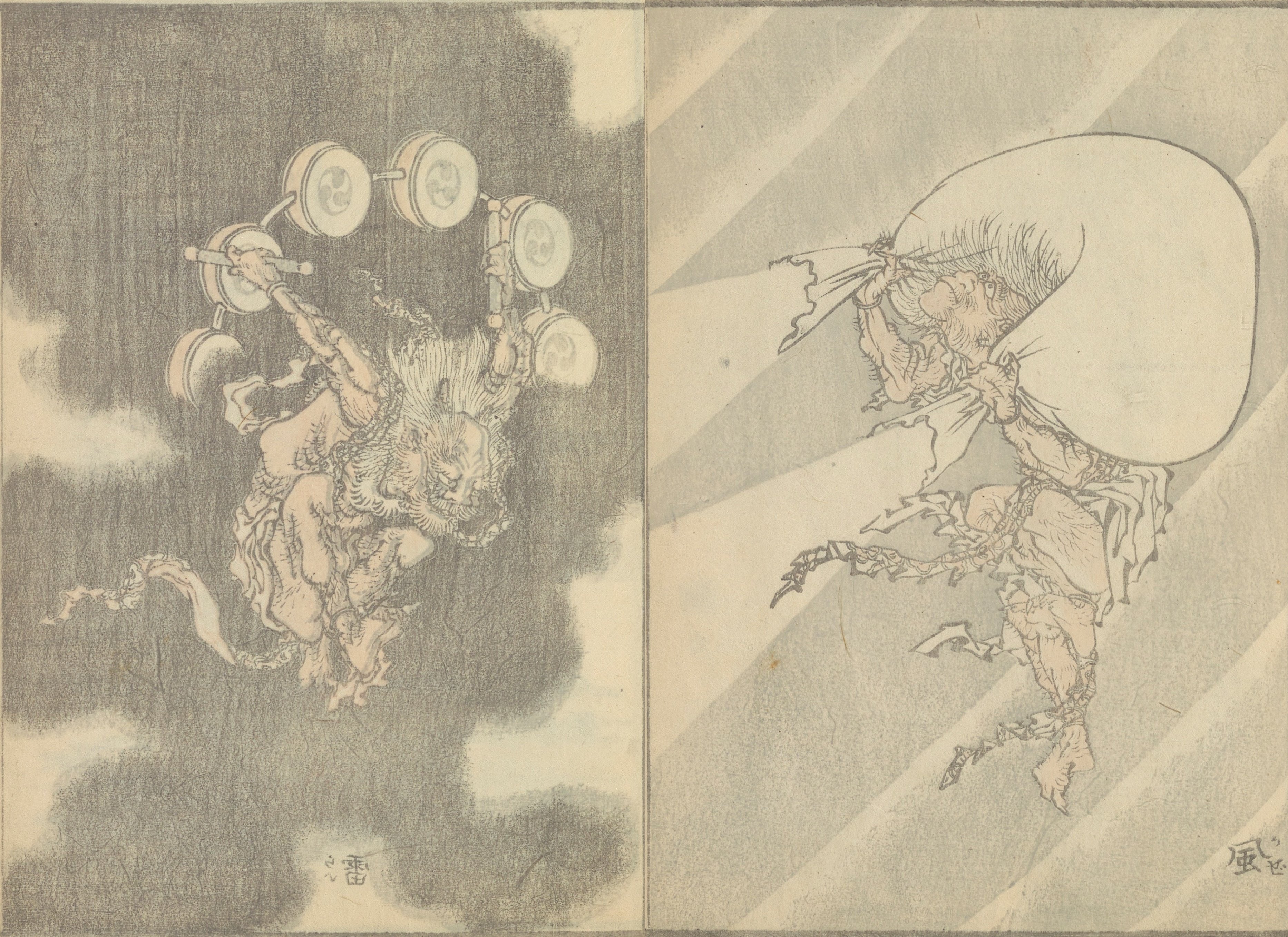 SEKAI-DO 葛飾北斎 雷神図　日本画　額付き名画 絵画 Katsushika Hokusai（葛飾北斎） 葛飾北斎「桜花に富士図