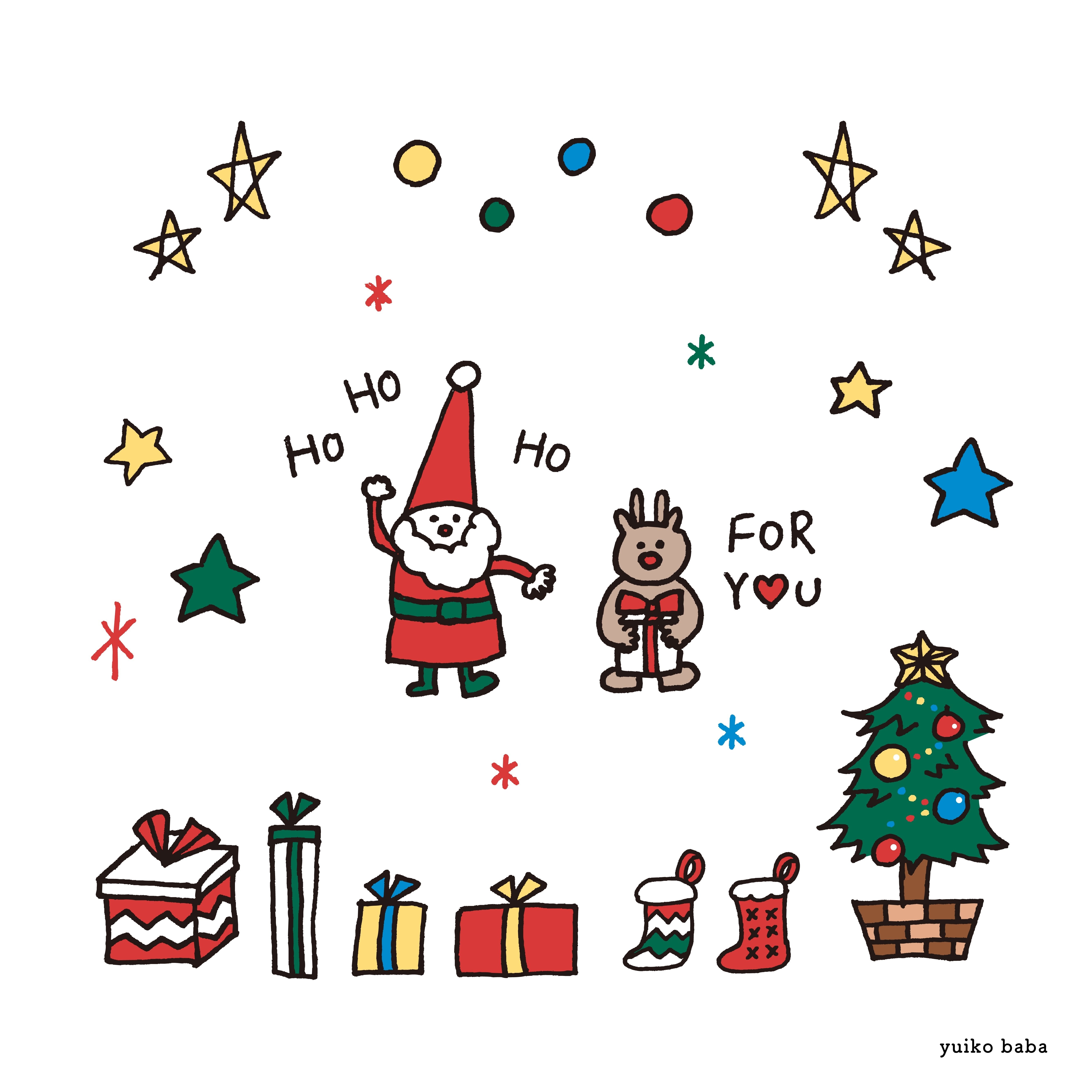 クリスマス手描き イラストセット カラーのイラスト素材