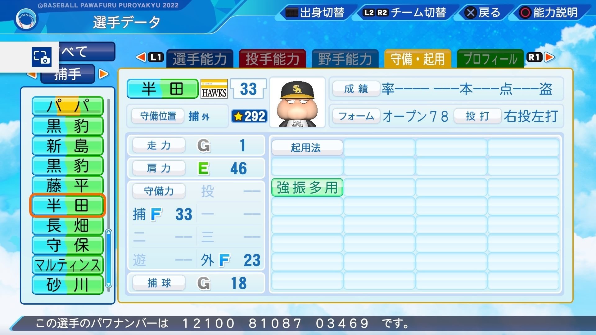 極亜久やんきーズ」所属サクセス選手 半田 小鉄（太）※14デフォルト