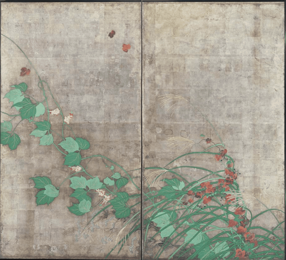 【模写】【一灯】b9503〈土佐光貞〉杜若白鷺図 光芳の次男 江戸時代 土佐派の別家を繁栄へと導いた絵師『土佐光貞』とは -かけじく屋