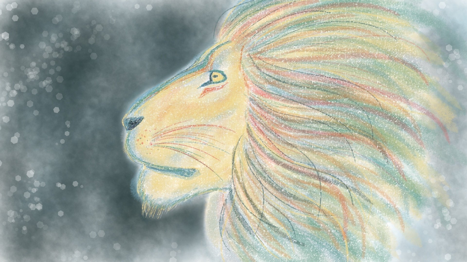 キャンバス油絵 専用 カラフルなたてがみの かわいいライオン