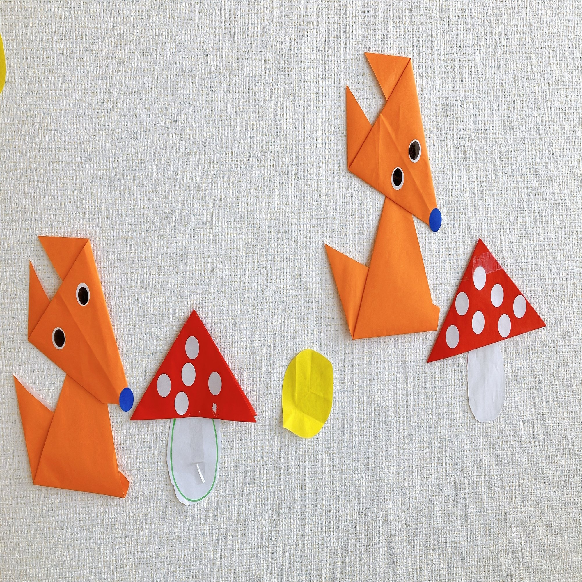 秋の製作 キツネとキノコ のびっこ向陽台 Note