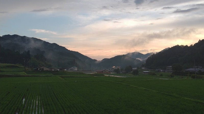 葵さんの実家のまわりの田園風景、夕暮れ時の写真