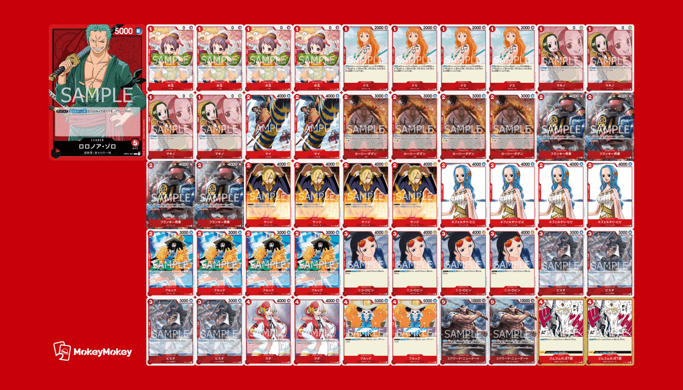 誠実 赤ゾロ デッキ 調整パーツあり リーダーパラレル デッキケース