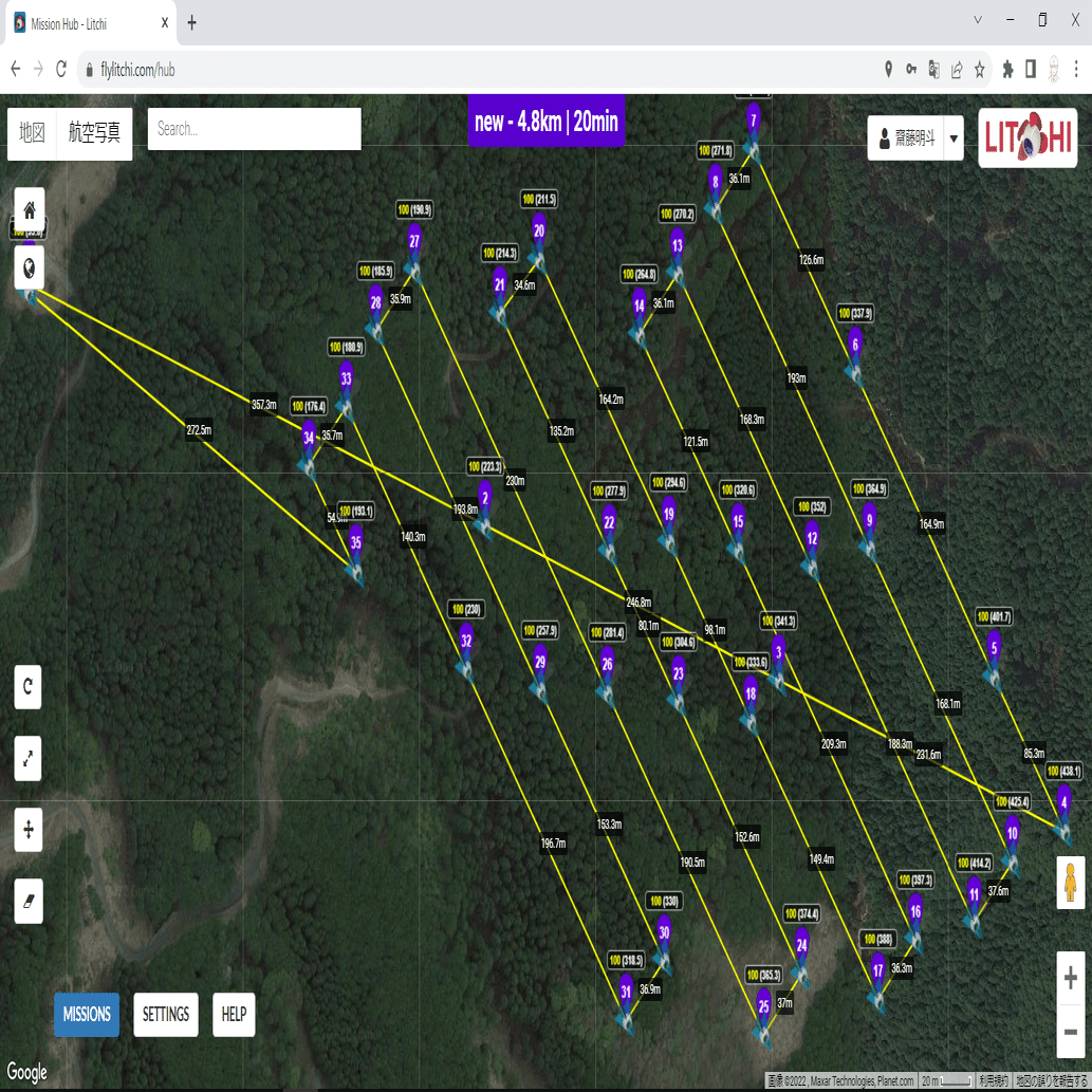 山におけるドローン自動操縦の設定方法｜株式会社百森