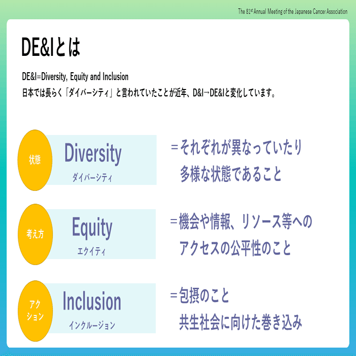 日本癌学会 CancerX リポート２「DE＆Iとは」｜CancerX