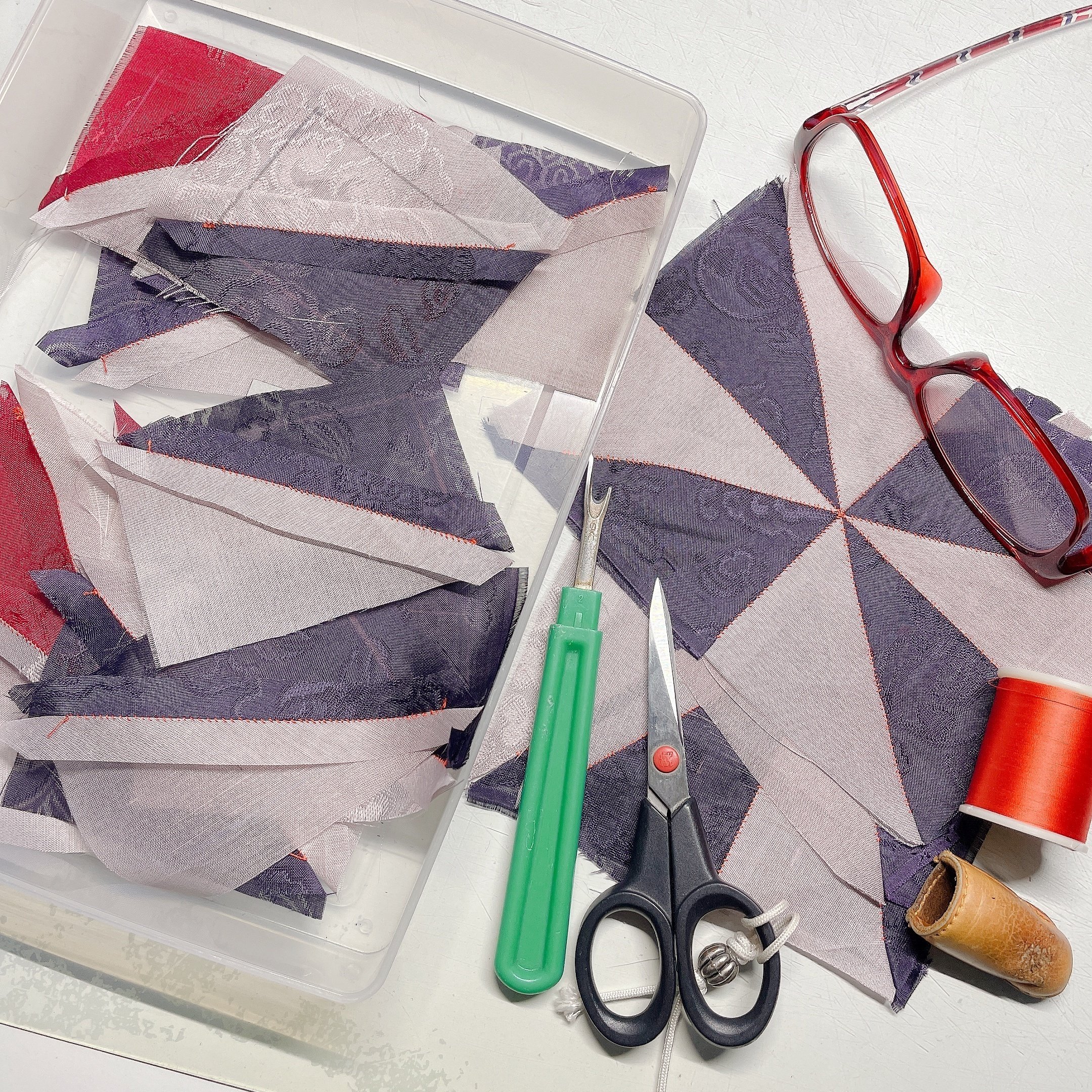 ポジャギ制作過程】直角三角形＆風車模様 ポジャギ縫い始めました