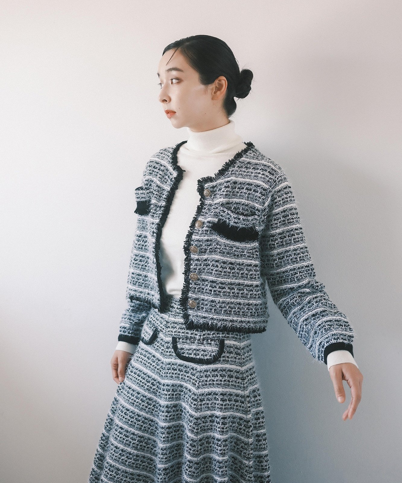 foufou knit tweed super flare skirt▽発送▽ - ロングスカート