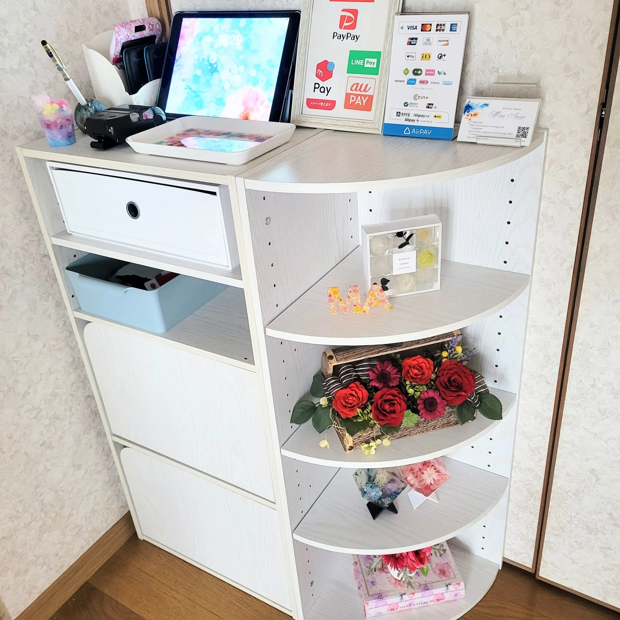 ハンドメイド レンガ調 キッチンカウンター レジカウンター 手作り 