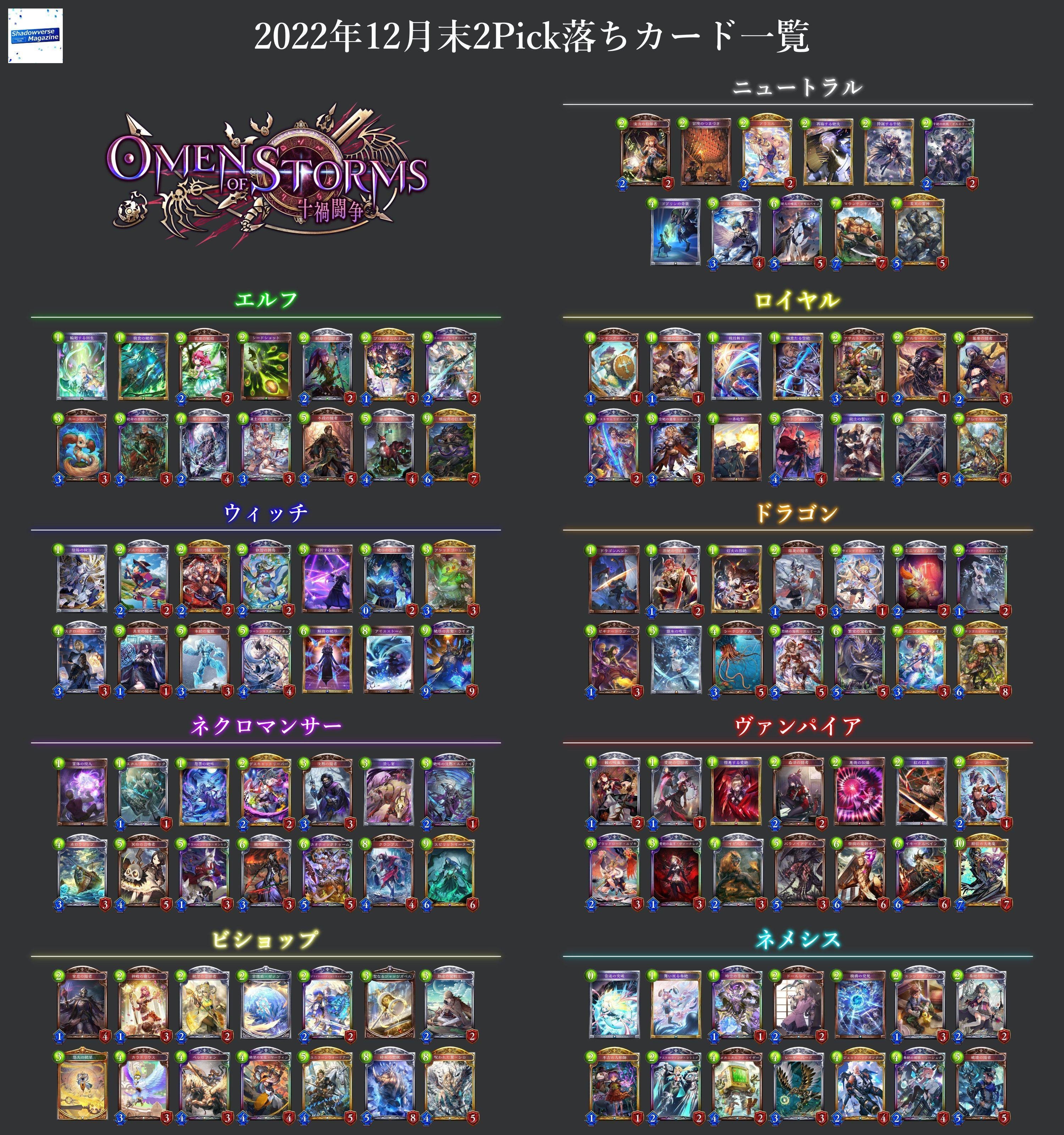 シャドバ】2Pick卒業式〜CDB 天示す竜剣 編〜 ピック落ちカード一覧&全