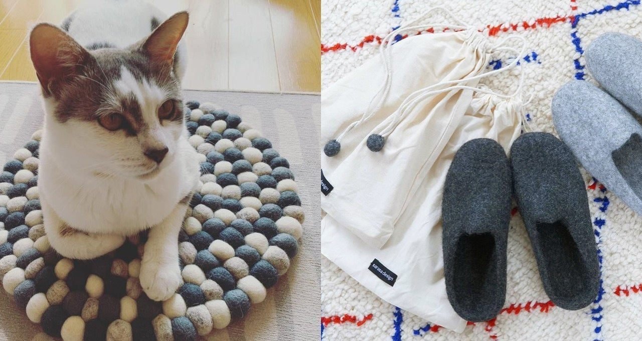 ウール100%肉厚フエルト 猫ちゃんハウス 塩っぱ