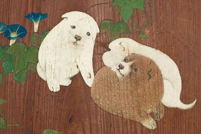 仲よくじゃれあう応挙犬ポーチ｜#江戸わんこシリーズ④