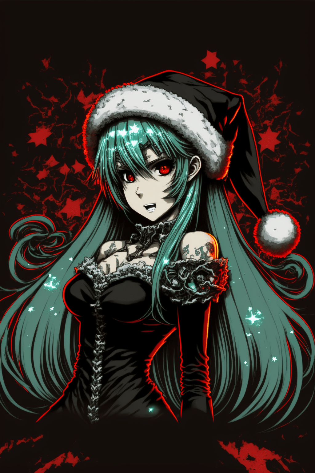 闇サンタクロース 初音ミク AIアート｜AIが書きましたブログ