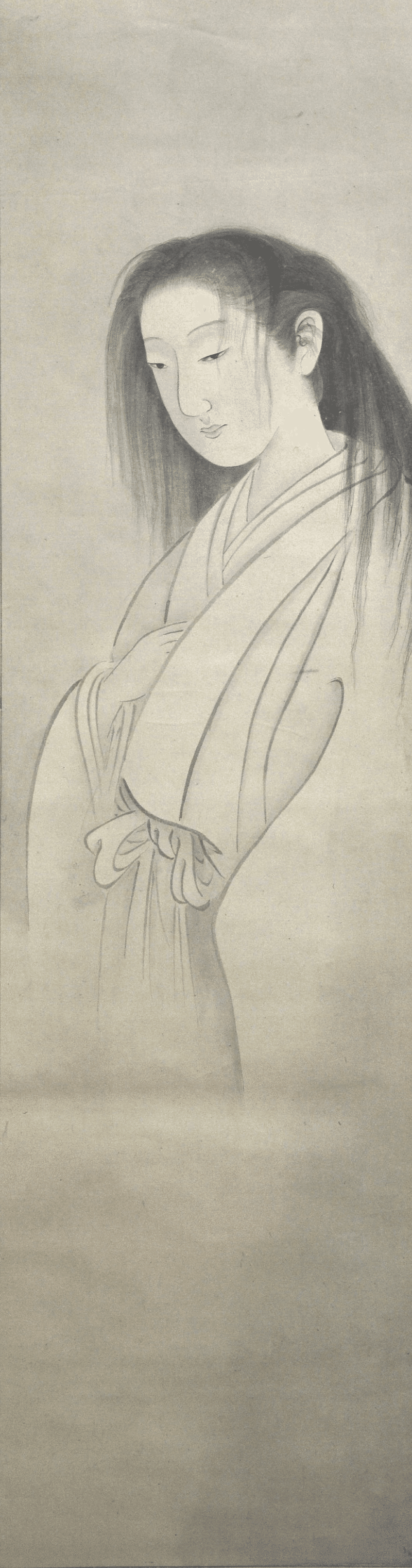 伝・円山応挙『幽霊図』。足のない女性の幽霊が描かれている。