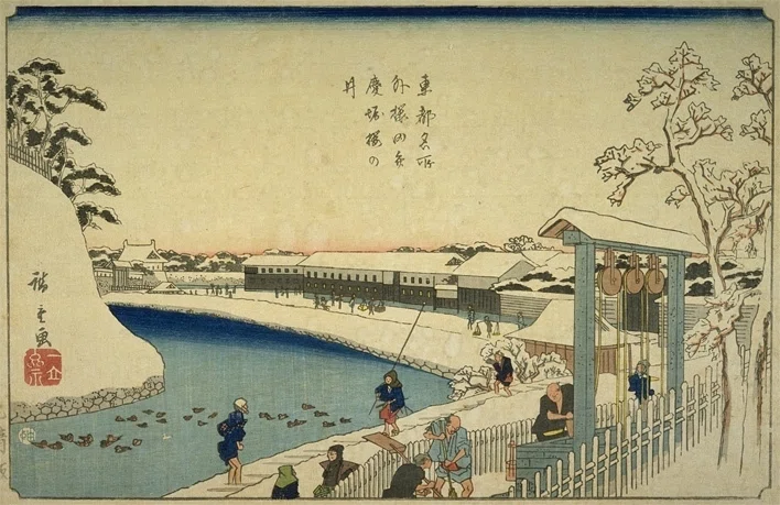 外桜田雪あがりの朝」−次は井戸の区別しないといけないね−『銀世界東