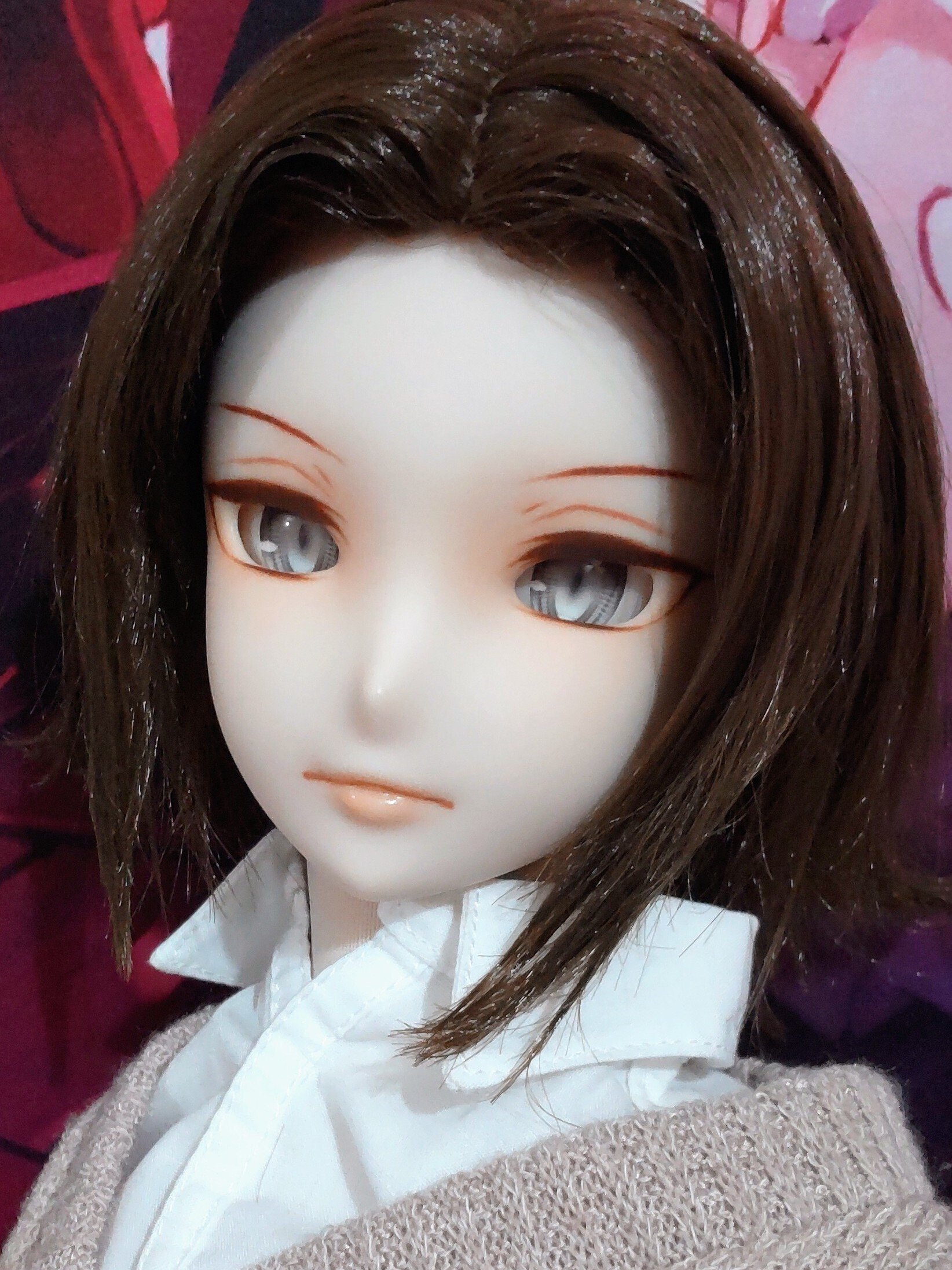 毛利元就のドール作ってみた②【ウィッグセット、メイクリテイク