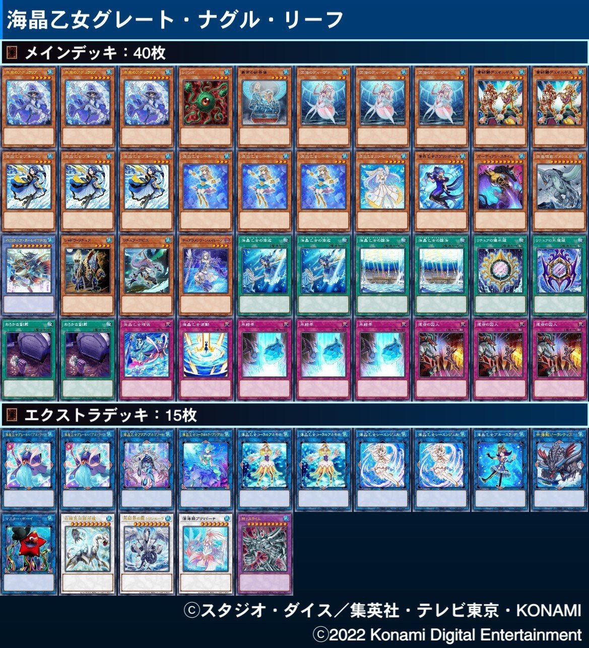 遊戯王デッキ　海晶乙女デッキ　ガチ構築 デッキ紹介】海晶乙女グレート・ナグル・リーフ｜まんきち