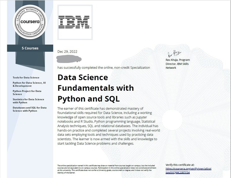 Data Science Fundamentals with Python and SQL （2）｜こうちゃんまま