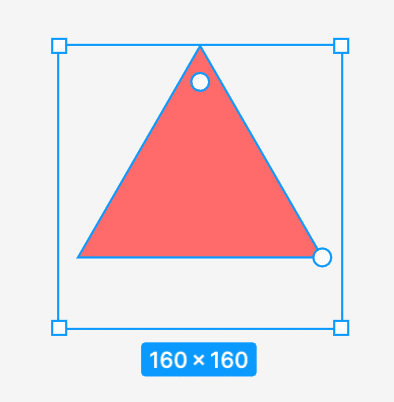 三点のPolygonを選択した状態。選択時、下部に空白がある。