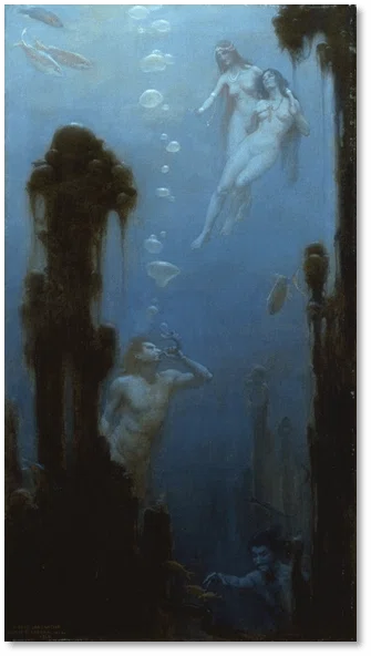 【呪物】水辺の女の絵画 【曰く付き】 ワタクシ流☆絵解き館その219 妖しかったり不気味だったり、水中の女性