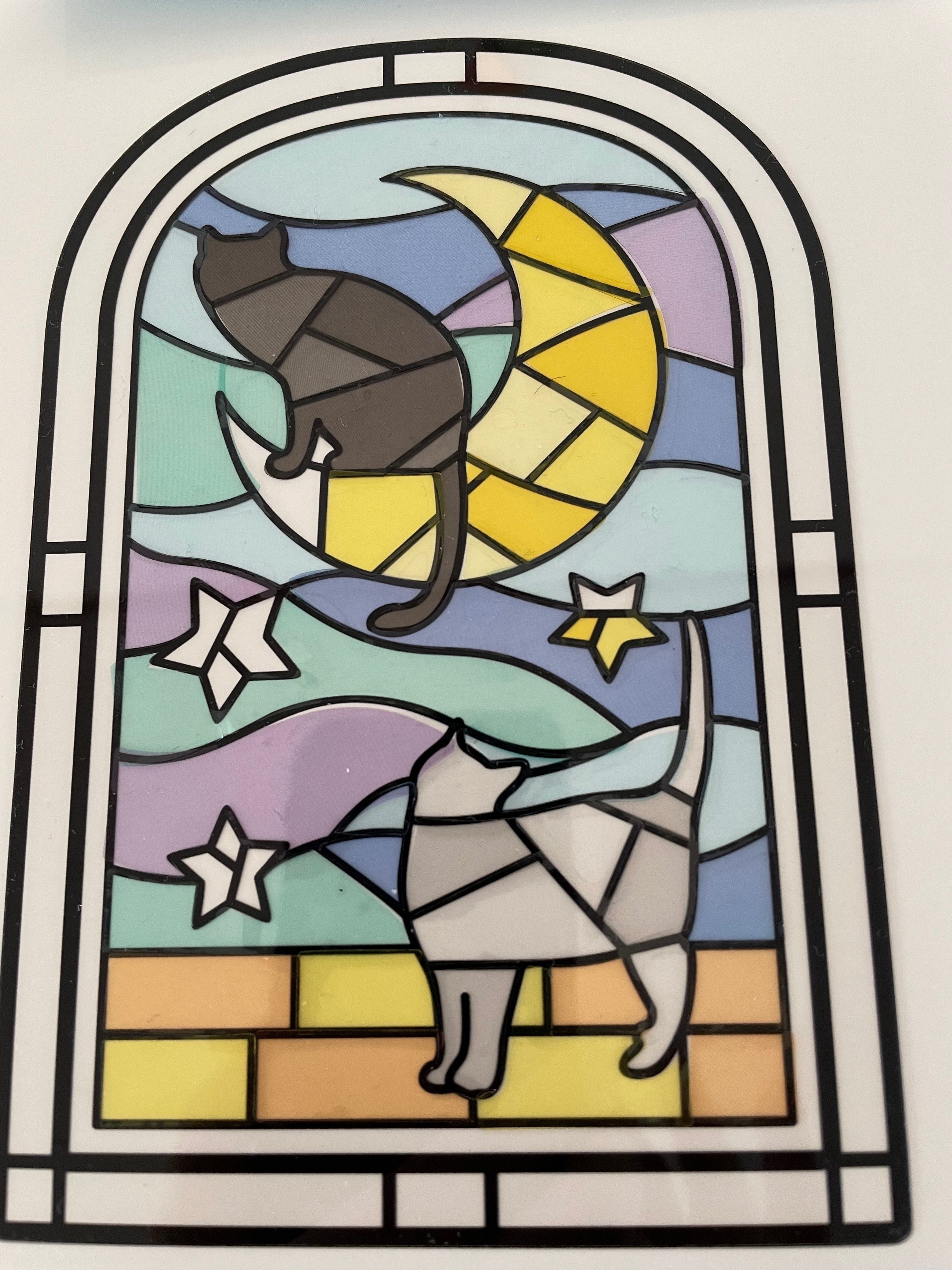 草むらで佇む猫 ヴィンテージ ステンドグラス レアモデル 丸型 ネコ アメリカ 草むらで佇む猫 ヴィンテージ ステンドグラス レアモデル 丸型 ネコ