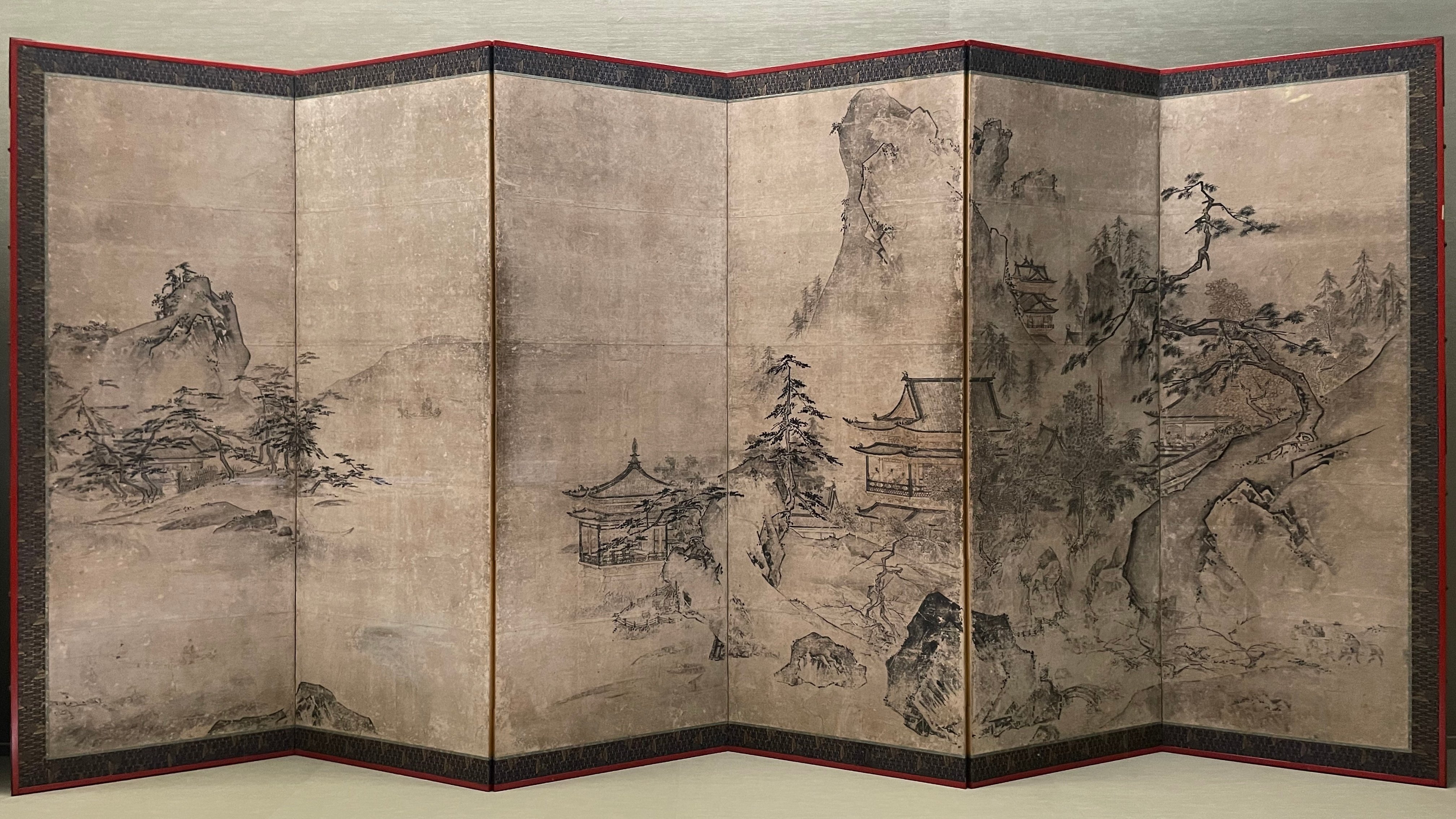 水墨画家　伝周文　山水図 掛軸 ファイル:Landscape Tenshō Shūbun painting part.jpg - Wikipedia