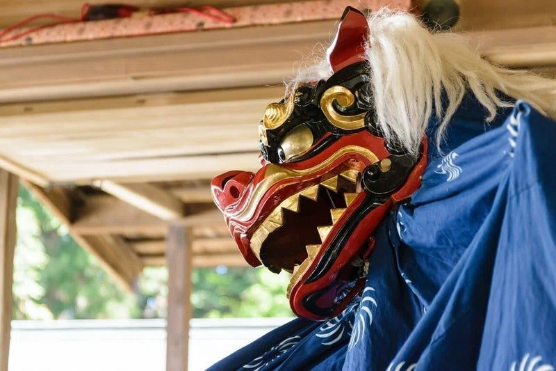 獅子舞 獅子頭 大人用獅子舞 （国産獅子舞 宇津 八寸 一式セット 上巻 