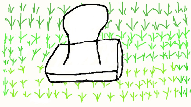 草むらの中をお餅になった気分で描きました。よろしくお願いします。