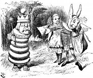 鏡の国のアリスより、白の王とウサギ
