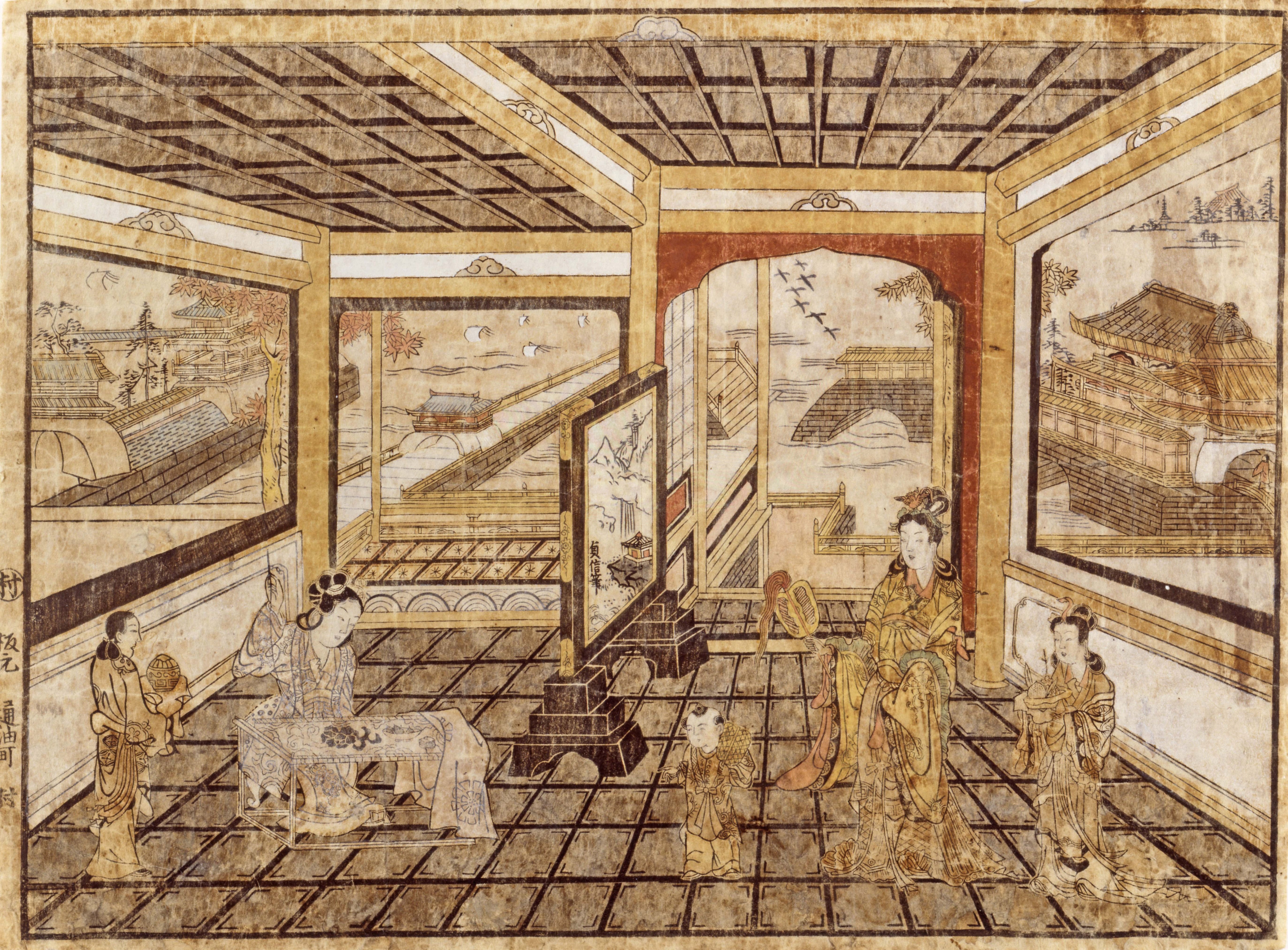歌川国貞による浮世絵「「高倉隼人」「秋津嶋国右衛門」「一子