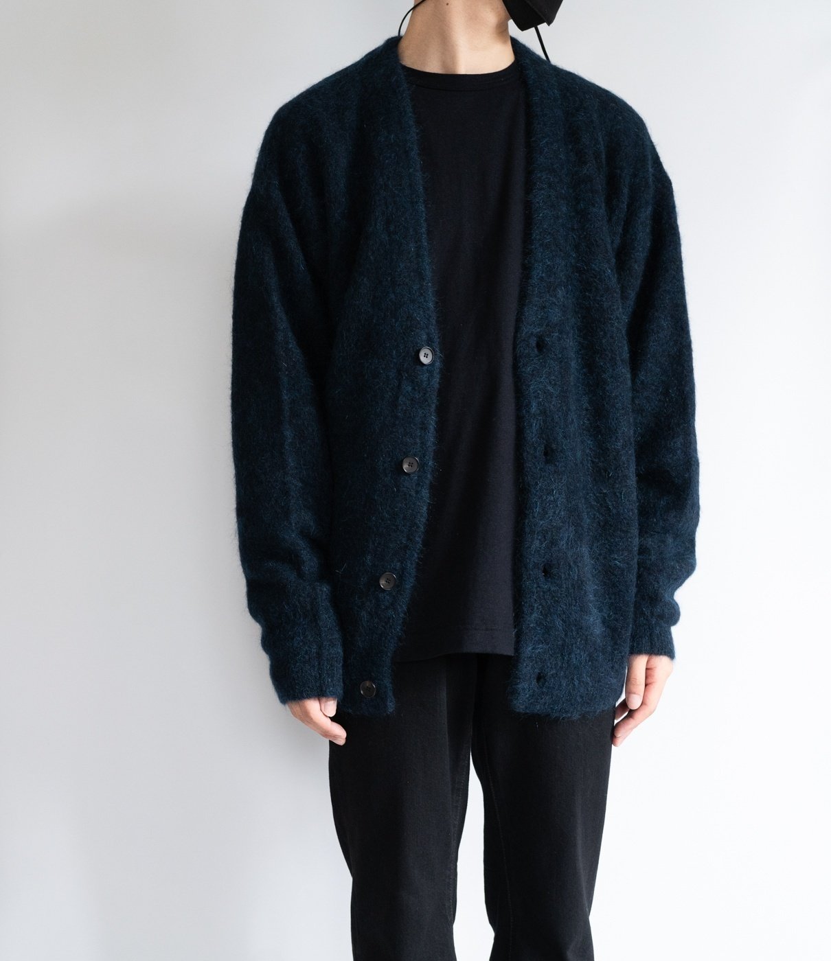 ennoy カーディガン ブルー L BUTTON CARDIGAN