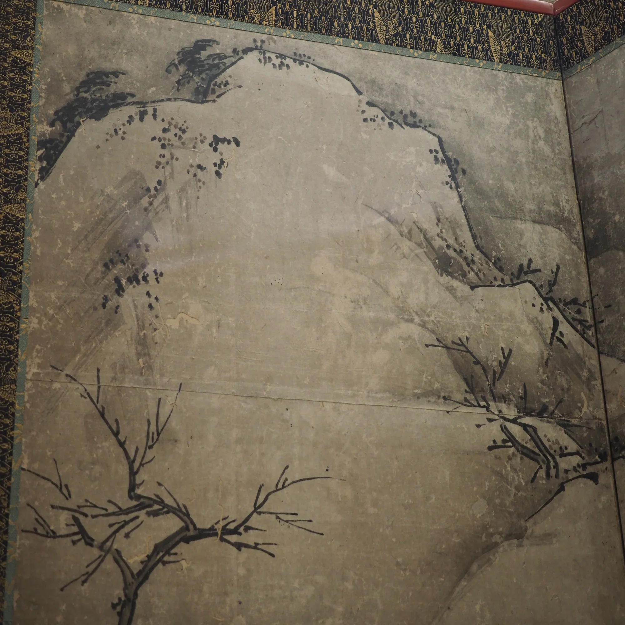 丸帯 アンティーク 水墨画風山水図 雪舟の師匠・周文の作品と伝わる 