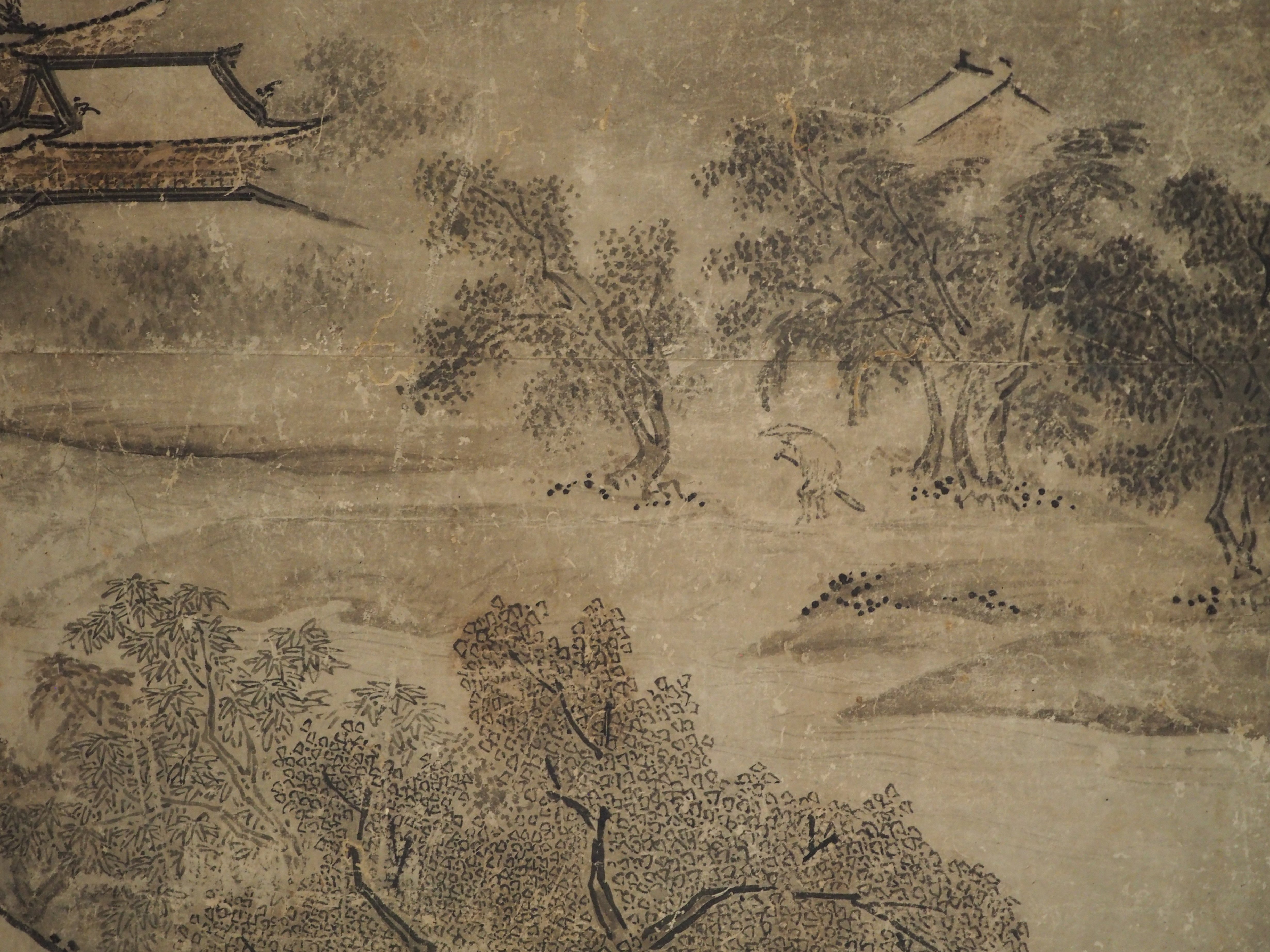 水墨画家　伝周文　山水図 掛軸 e国宝 - 山水図