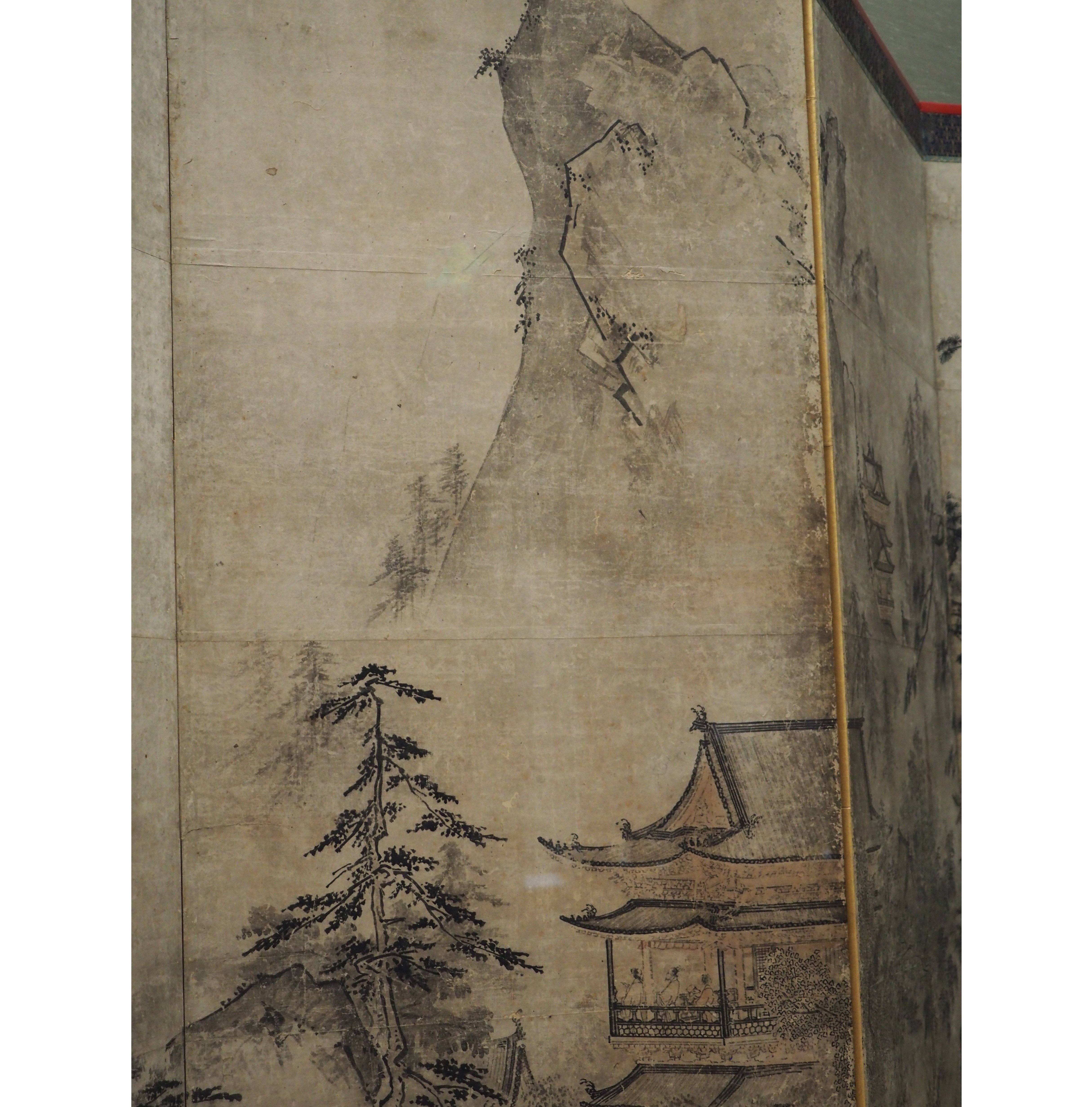 水墨画家　伝周文　山水図 掛軸 水墨画家 伝周文 山水図 掛軸 （雪舟の師匠・周文の作品と伝わる