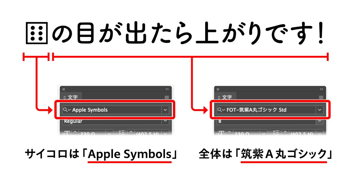 【図2】全体のフォントは「筑紫A丸ゴシック」。サイコロ記号のみ「Apple Symbols」を設定